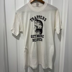 Vintage 'Trappers Get More Beaver' Graphic T-Shirt 1970s medium made USA